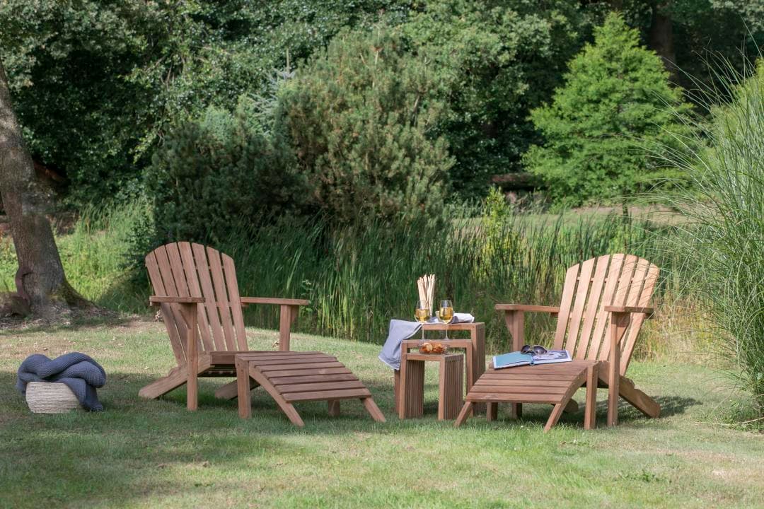 Woodie Gartenlounger mit Beistelltisch und Kuscheldecke