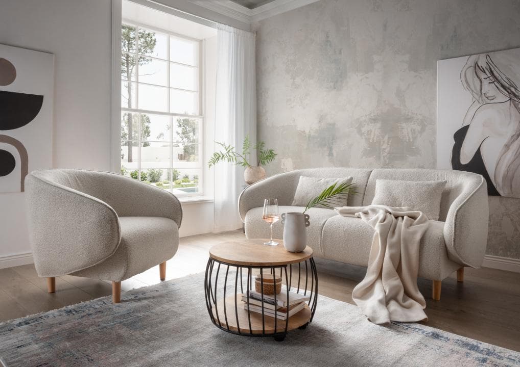 Alezio Lounge Sofa beige mit Couchtisch Tarent