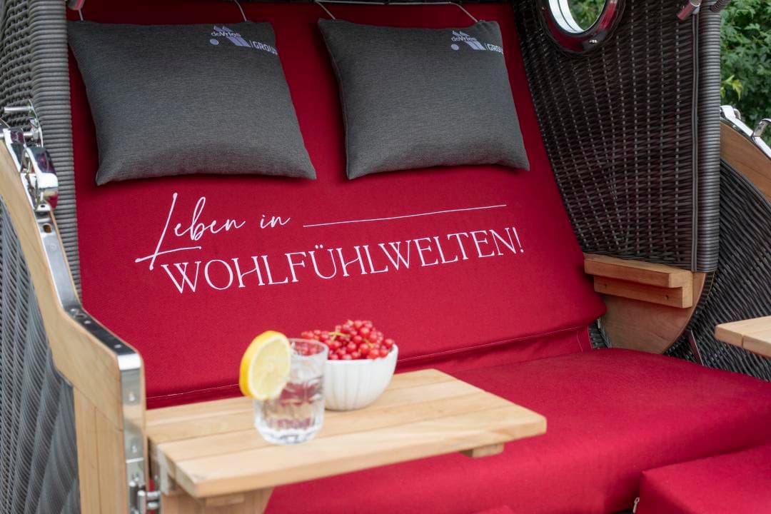 Branding Seemöwe Strandkorb seitlich