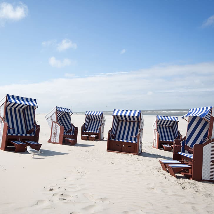 Profi Poel Strandkörbe am Strand von Norderney