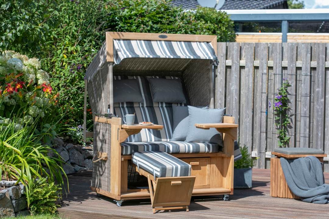 Exklusiver Friesland Strandkorb im Garten