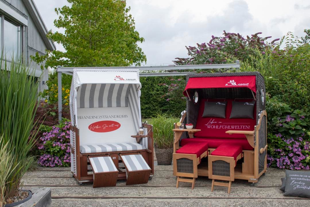 Profi Strandkorb mit individuellem Branding