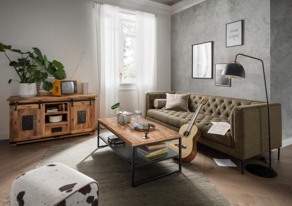 Troia Sofa mit Florenz TV-Kommode und Couchtisch Sicilia